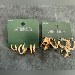 Wild Fable Gold Jewelry Hoop Earring Sets - 2 Set 6 Pairs Total NWT
